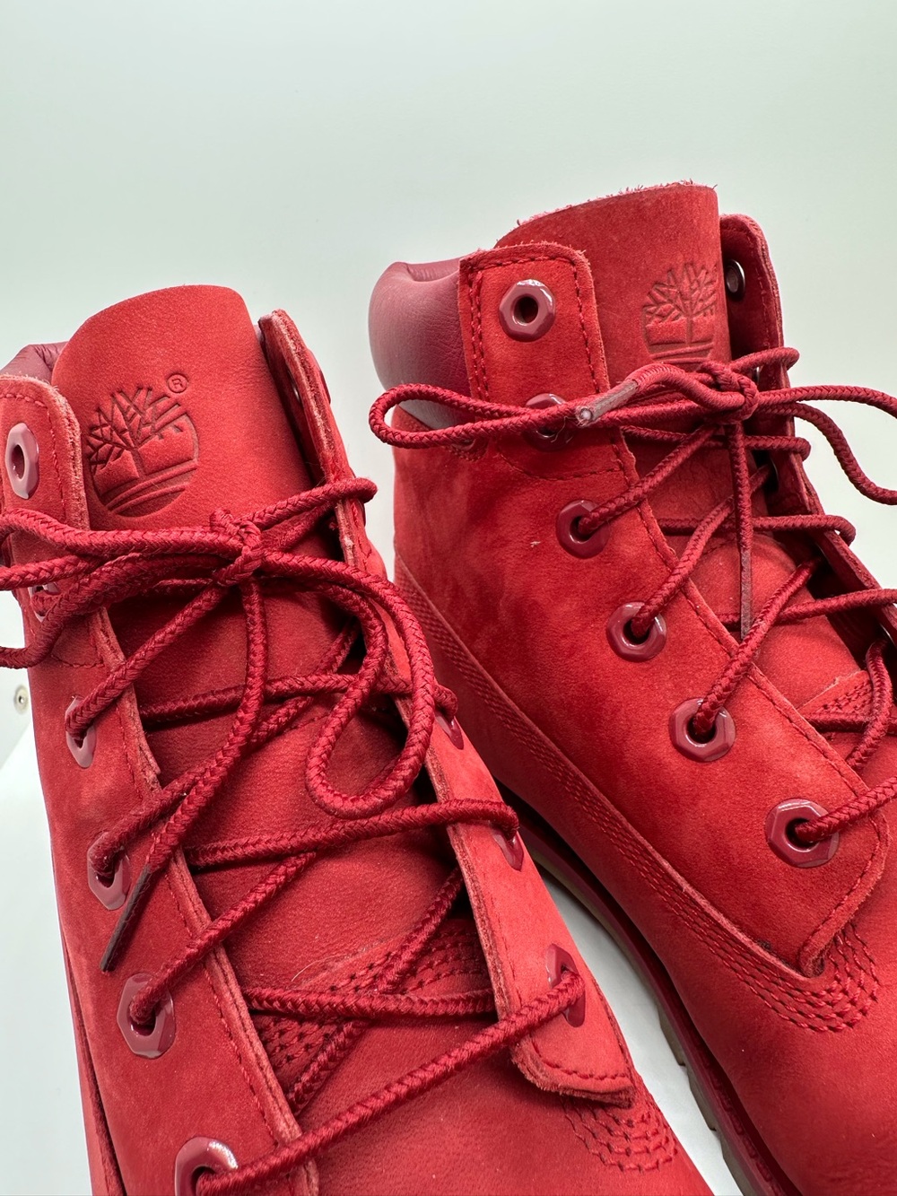 Timberland 6-Inch Premium Waterproof Red Suede Leather Boots - Picture 5 of 9